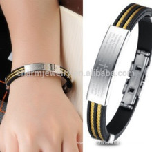 2015 nouveau bracelet en acier inoxydable authentique en or noir en acier inoxydable Bracelet en silicone masculin PH842